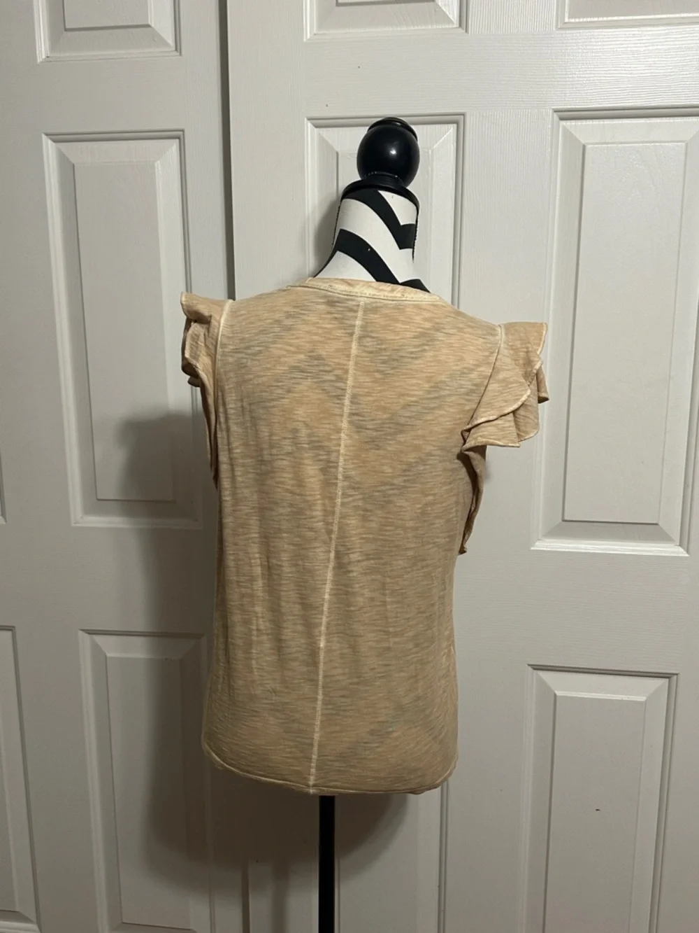 Veronica Beard Light Beige Flutter Sleeve Tee - Picture 3 of 5